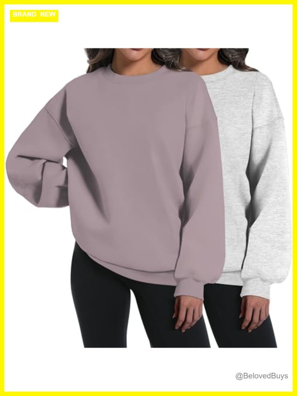 Oversized Crewneck Sweatshirt 2 Pack Cotton Polyester Fleece Lined Pullover
